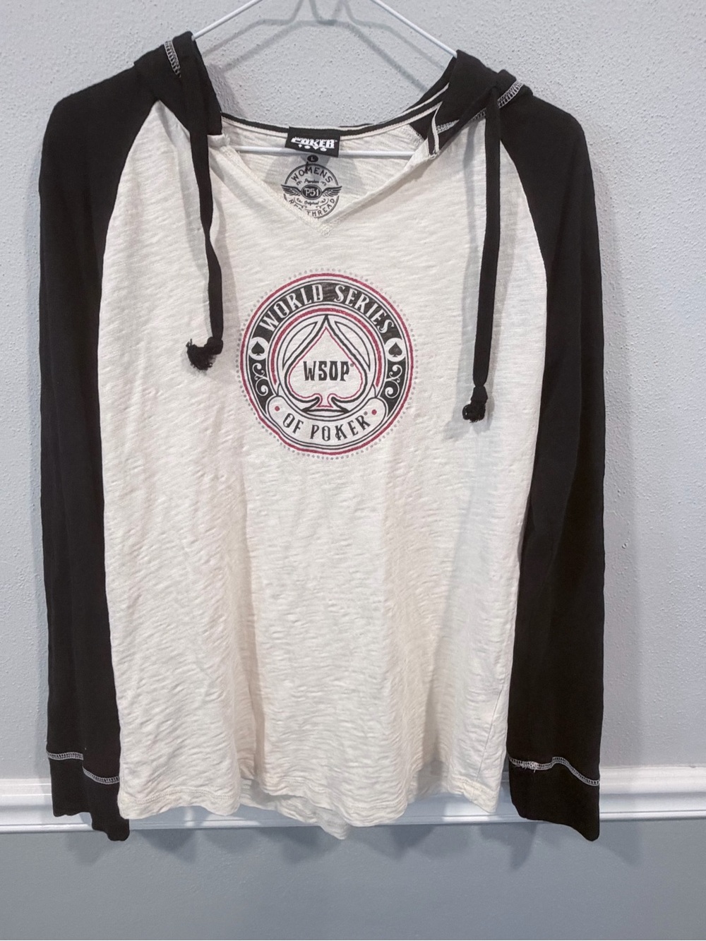 Premium 51 WSOP World Series of Poker Hoodie Raglan Top Womens Large